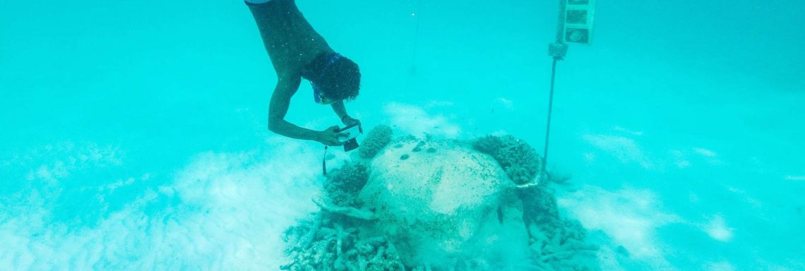 Club Med Kani, Maldives - A man snorkeling to see the corals.