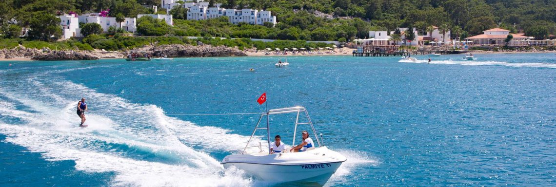 Club Med Kemer, Turkey - Two people taking a boat tour on the Mediterranean coast