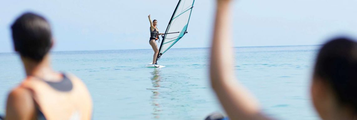 Club Med Kemer, Turkey - A man windsurfing away from the group