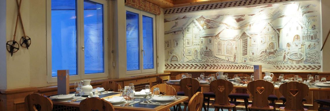 Club Med Saint-Morizt Roi Soleil, Switzerland - Interior of the Stubli restaurant